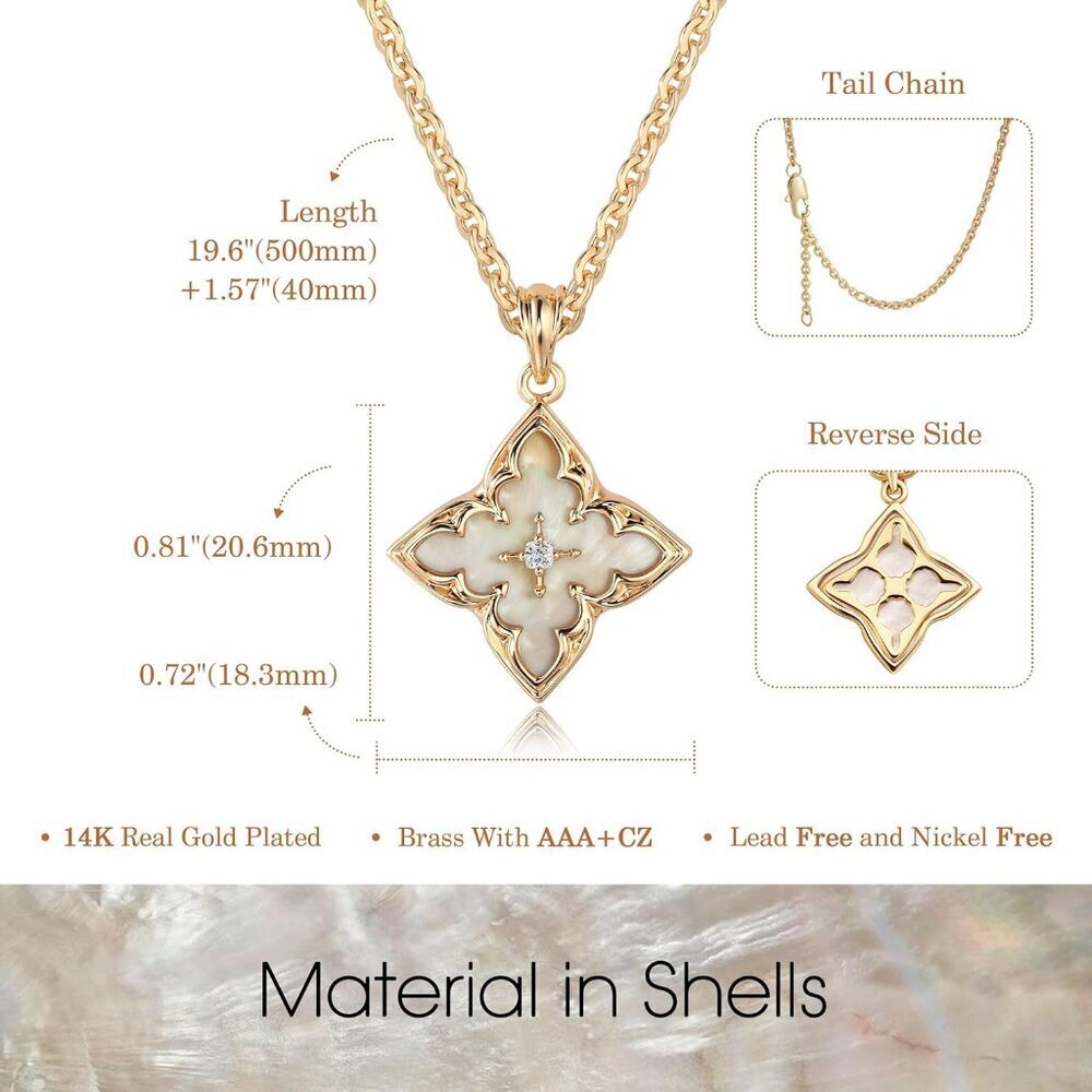 Gold Clover Necklace for Women - 14K Gold Plated CZ Pendant, Adjustable Choker - Picture 6 of 7